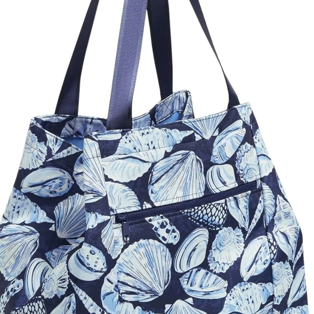 Vera Bradley Morning Shells Pattern Blue Seashell Tote - Picture 2 of 15